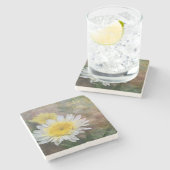 Soft and Dreamy Daisy Inspiration Stone Untersetze Steinuntersetzer (Seitenansicht)