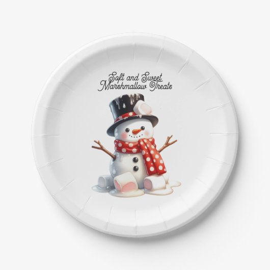 Soft and Sweet Marshmallow Snowman Pappteller (Vorderseite)