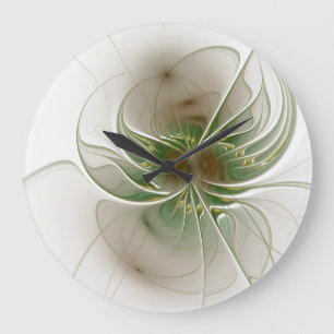 Soft and tenderderness Fraktal Fantasy Blume Große Wanduhr