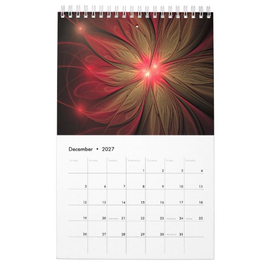 Soft and tenderderness Fraktal Fantasy Blume Kalender (Dez 2027)