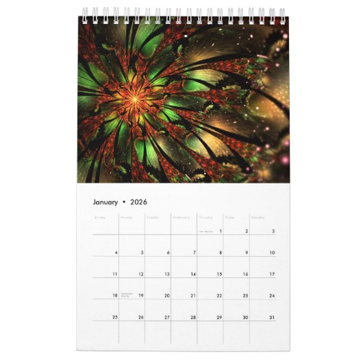 Soft and tenderderness Fraktal Fantasy Blume Kalender (Jan 2026)