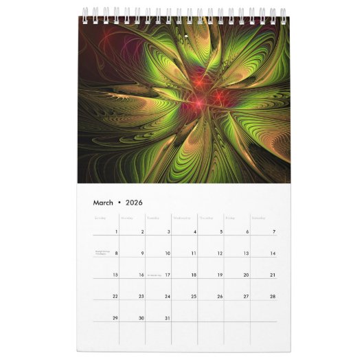 Soft and tenderderness Fraktal Fantasy Blume Kalender (Mär 2026)