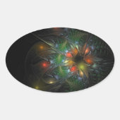 Soft and tenderderness Fraktal Fantasy Blume Ovaler Aufkleber (Vorderseite)