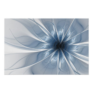 Soft and tenderness blue fractal fantasy flower cu poster