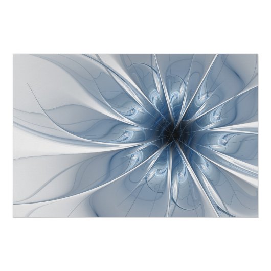 Soft and tenderness blue fractal fantasy flower cu poster (Vorderseite)
