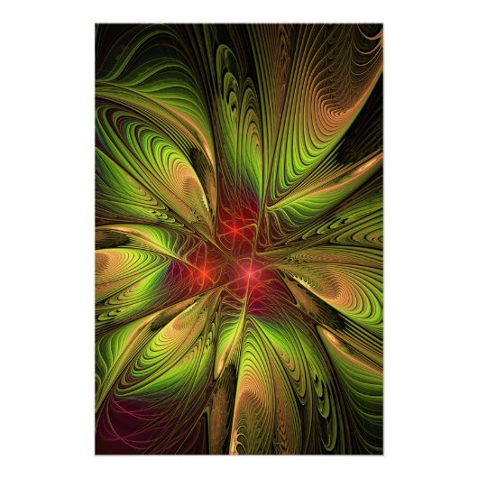 Soft and tenderness fractal fantasy flowers poster (Vorderseite)