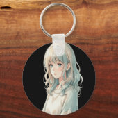 Soft Anime Girl – Round Keychain Schlüsselanhänger (Vorderseite)