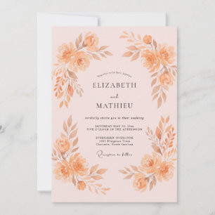 Soft Apricot Pfingstrosen-Hochzeit Einladung
