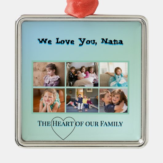 Soft Aqua 6-Photo Nana Tribute Ornament Aus Metall (Vorne)