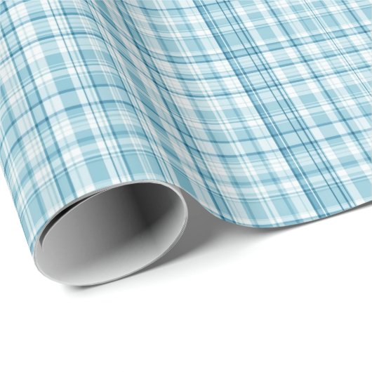 Soft Aqua Blue Plaid Pattern Background Geschenkpapier (Rolleneckpunkt)