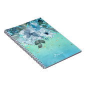Soft Aqua Blue Türkis Aqua Floral ihr Notizblock (Rechte Seite)