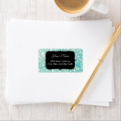 Soft Aqua Bokeh Glitzer Glitzern Adressaufkleber (Insitu)