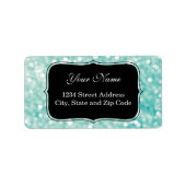 Soft Aqua Bokeh Glitzer Glitzern Adressaufkleber (Vorne)