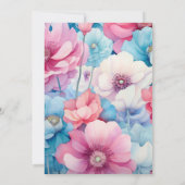 Soft Aqua & Light Pink Floral Wedding Monogram Einladung (Rückseite)