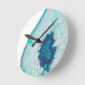 Soft Aqua Marine Blue Ocean Agate #1 #gem #decor Runde Wanduhr (Winkel)