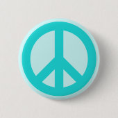 Soft Aqua Peace Symbol Button (Vorderseite)