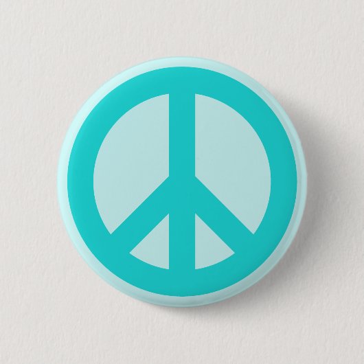 Soft Aqua Peace Symbol Button (Vorderseite)