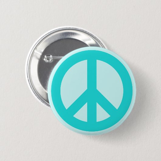 Soft Aqua Peace Symbol Button (Vorne & Hinten)