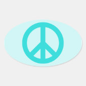 Soft Aqua Peace Symbol Ovaler Aufkleber (Vorderseite)