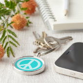 Soft Aqua Peace Symbol Schlüsselanhänger (Seite)