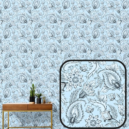 Soft Aquamarin Aqua Blue Floral Paisley Elegante Tapete