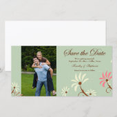 Soft aquamarin + Creme Blumenzehen speichern Sie d Save The Date (Vorne/Hinten)