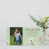 Soft aquamarin + Creme Blumenzehen speichern Sie d Save The Date (Stehend Vorderseite)