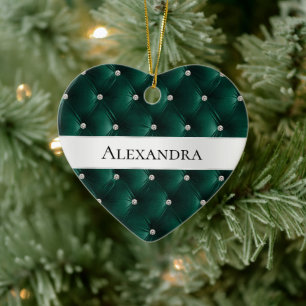 Soft Aquamarin Green Luxus Imitats Samt Weihnachte Keramik Ornament