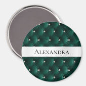 Soft Aquamarin Green Luxus Imitats Velvet Name Magnet (Vorderseite/Rückseite)