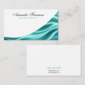 Soft Aquamarine Abstrakt Waves Massagetherapie Visitenkarte (Vorne/Hinten)