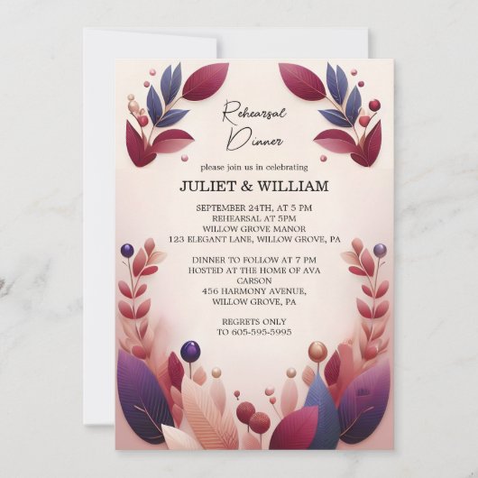 Soft Aquamarine Fall Bold Jewel Tone Probe Dinner Einladung (Vorderseite)