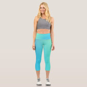 Soft Aquamarine Ombre Design Capri Leggings (Vorderseite)