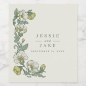 Soft Art Nouveau Botanical Wedding Weinetikett (Einzelnes Label)