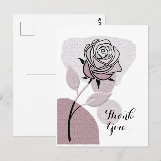 Soft Artistic Lavander Rose Thank You Postkarte (Vorne/Hinten)