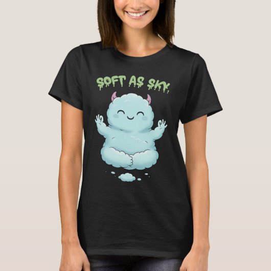 Soft as Sky: Kawaii Cloud Monster Zen Yoga & Medit T-Shirt (Vorderseite)