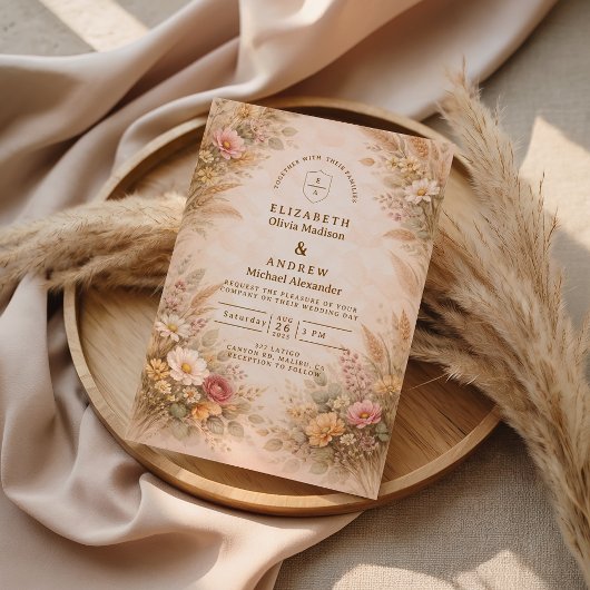 Soft Autumn Floral Wedding Einladung
