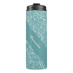 Soft Baby Blue Glitzer Trendy Chic Personalisiert Thermosbecher