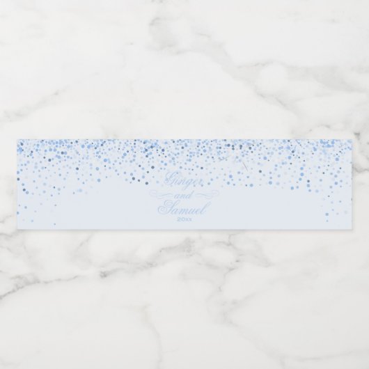Soft Baby Blue Glitzer Wasserflaschenetikett (Einzelnes Label)