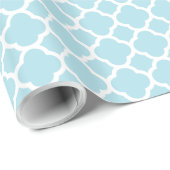 Soft Baby Blue Quatrefoil Pattern Geschenkpapier (Rolleneckpunkt)