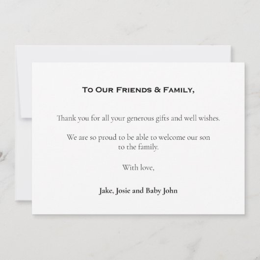 Soft baby Dusche, Baby Junge, danke Karte (Rückseite)