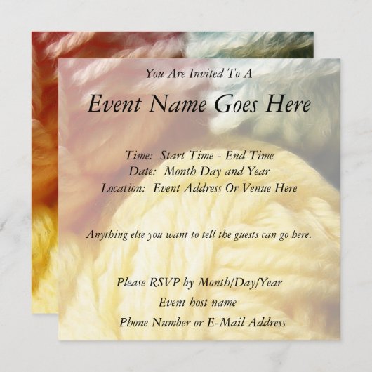 Soft Balls aus Garnen Einladung (Vorne/Hinten)