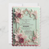 Soft Baroque Elegante Maroon Rose Blumenmotive Einladung (Vorderseite)