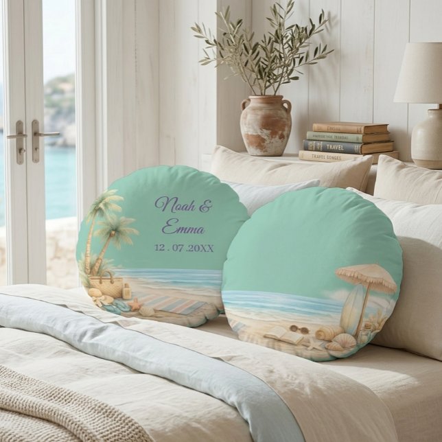 Soft Beach Tone Custom Beech Soft Elegant Dreamy  Rundes Kissen (Von Creator hochgeladen)