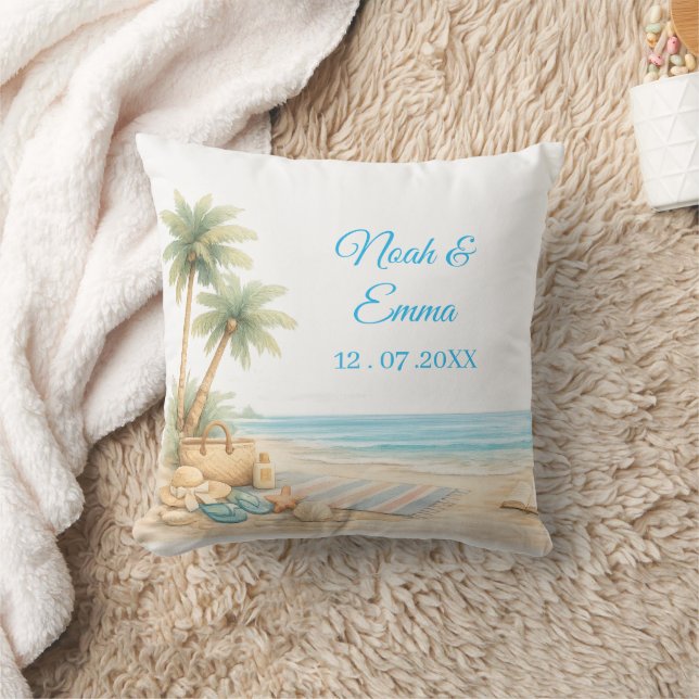 Soft Beach Tone Custom Guest Book Elegant Dreamy  Kissen (Decke)