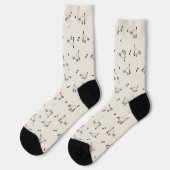 Soft Beige Cat Line Art Pattern Socks Socken (Linkes Detail)