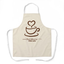 Soft Beige Coffee Schürze - Good Morning Heart Des