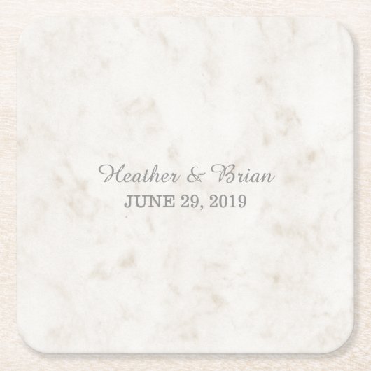 Soft Beige Elegante Marmorhochzeit Rechteckiger Pappuntersetzer (Vorderseite)