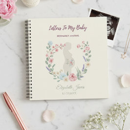 Soft Beige Floral Pregnancy Journal Keepsake Notizblock