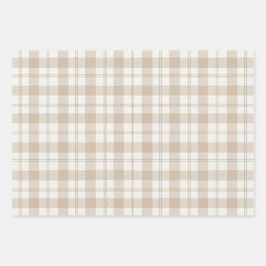 Soft Beige Gingham Christmas Geschenkpapier Set (Vorderseite 2)