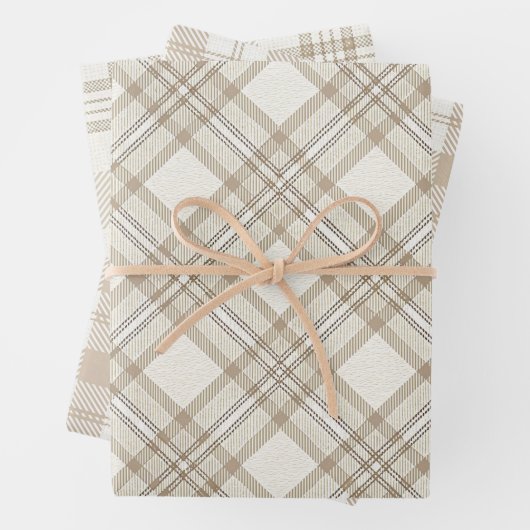 Soft Beige Gingham Christmas Geschenkpapier Set (Beispiel)